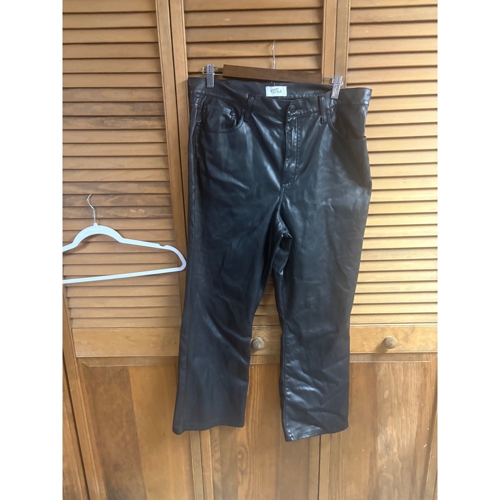 Pistola Black Faux Leather Straight Leg Pants High Rise Size 32